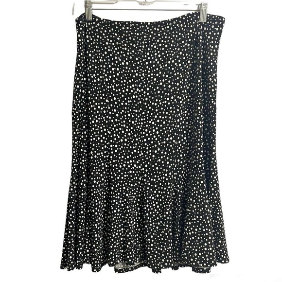 Laura Ashley Elastic Waist Pull On Midi Skirt Black Dots Medium Petite V… - Picture 1 of 7